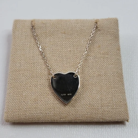 GUCCI Logo Heart Plate Silver 925 Pendant Necklace - Picture 8 of 9